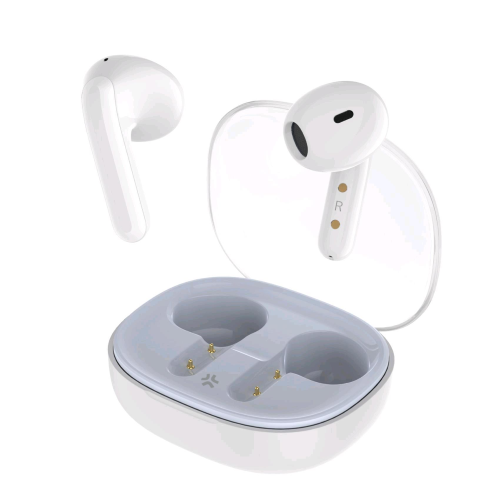 CELLY SHEER2 AURICOLARI TRUE WIRELESS CONTROLLO VOLUME/MUSICA CON CUSTODIA TRASPARENTE BIANCO